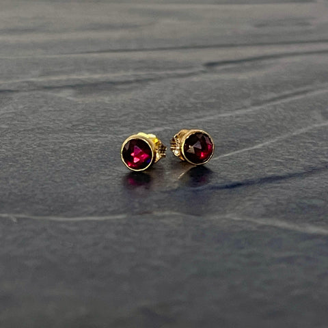 Gold Filled Rhodalite garnet rose cut studs