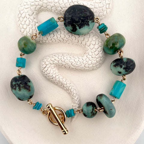 Ceramic Turquoise Beaded Bracelet