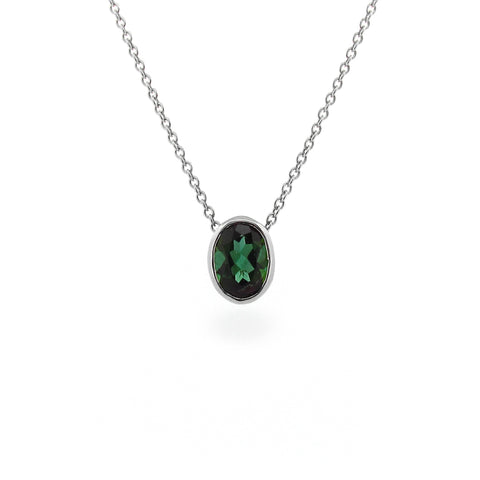 Sterling Silver Green Tourmaline Oval Sliding Pendant