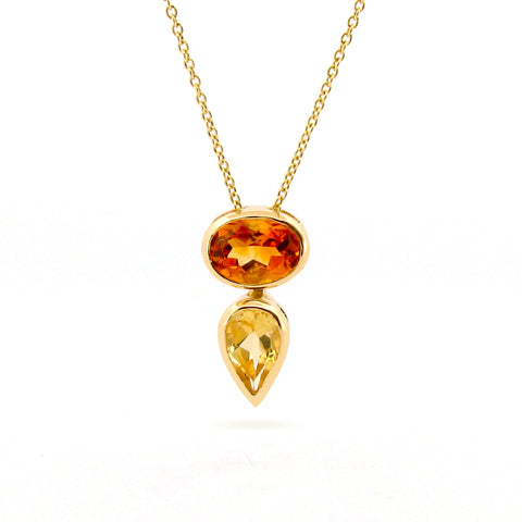 Yellow Gold Balance Citrine Sliding Pendant