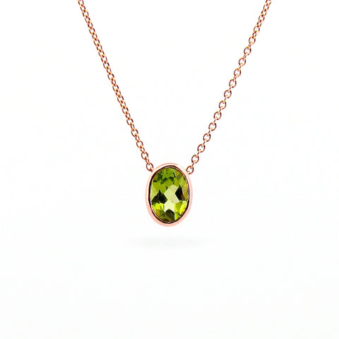 Rose Gold Peridot small Oval Pendant