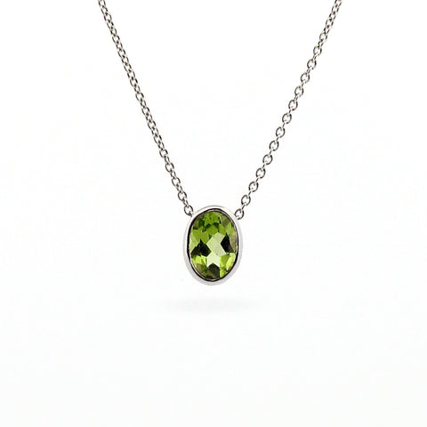 Sterling Silver Peridot Oval Sliding Pendant