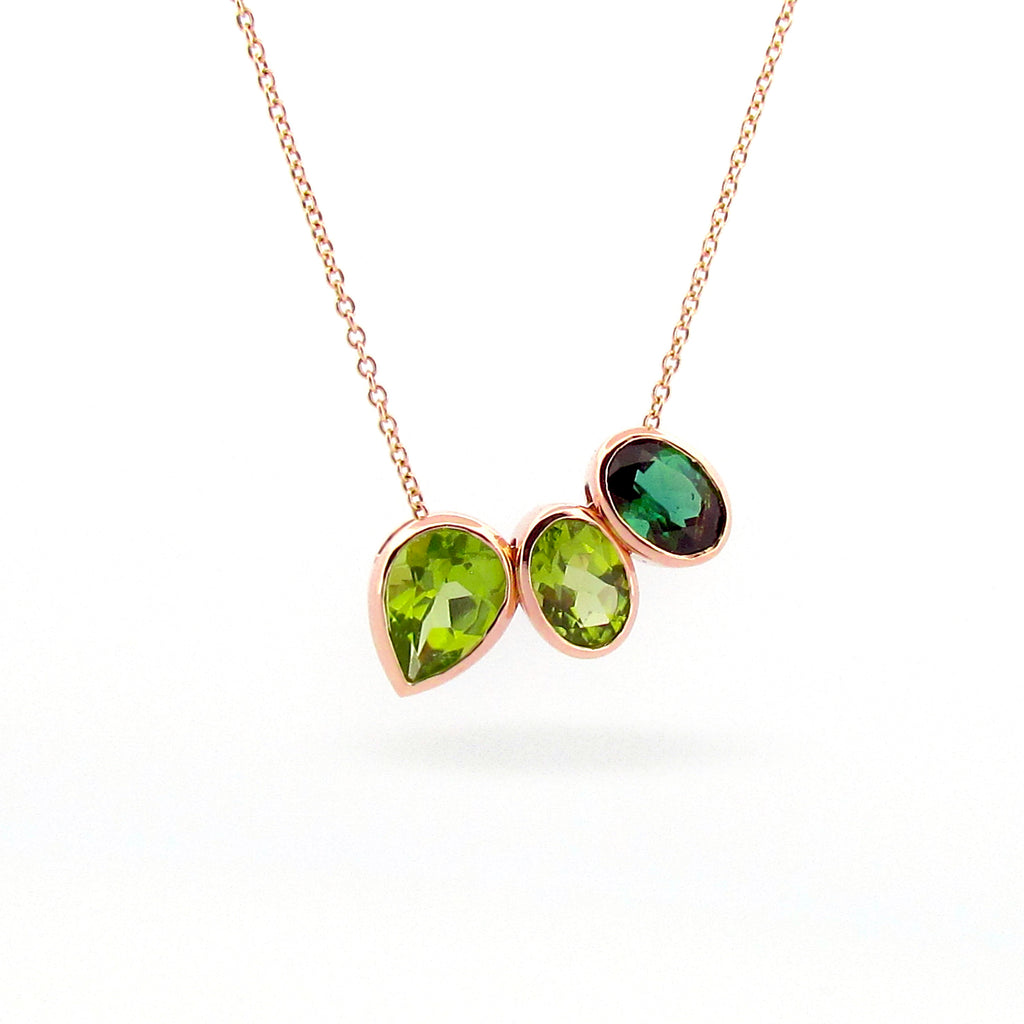 Rose Gold Peridot small Oval Pendant