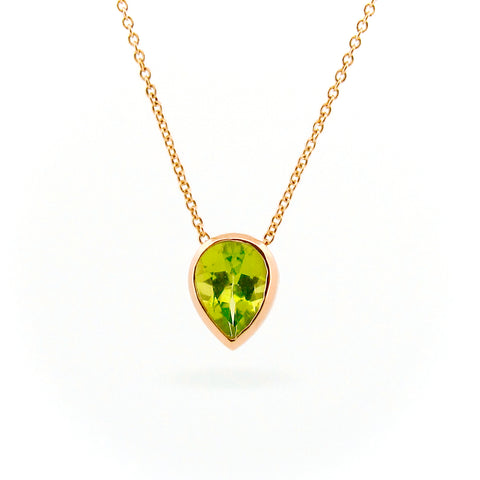 Rose Gold Peridot Pear Droplet Pendant