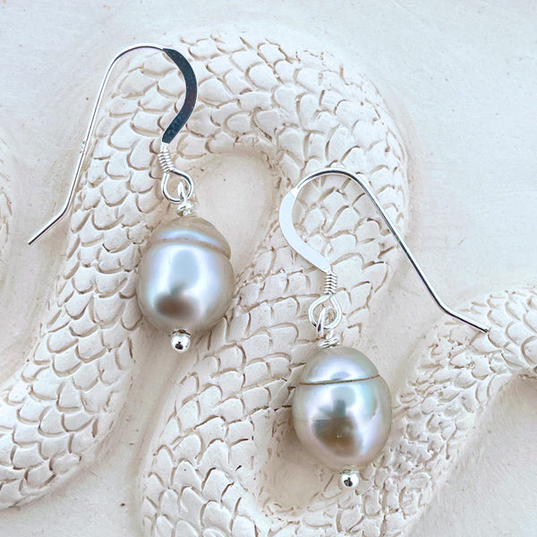 Silver South Sea Pearl Drop Earrings