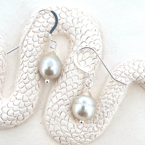 Silver South Sea Pearl Drop Earrings