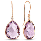 White or Rose Gold Diamond Rose Amethyst  Pear Briolette wide Drop Earrings