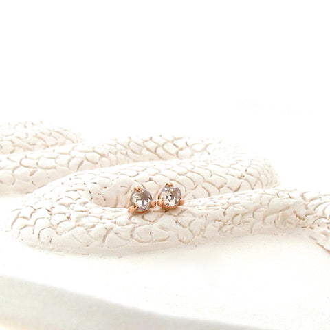 14ct Rose Gold Rose Cut Diamond Studs