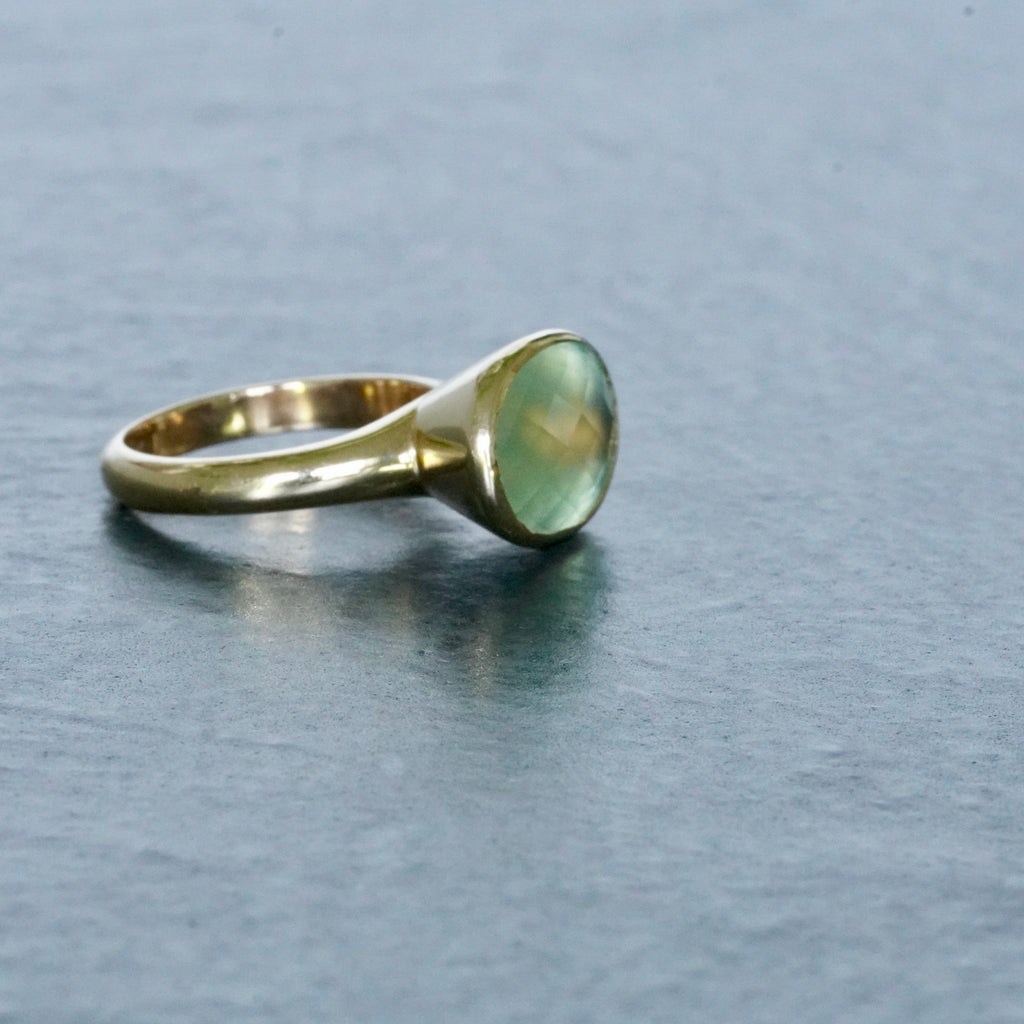 9ct Yellow Gold Prehnite Simplicity Ring