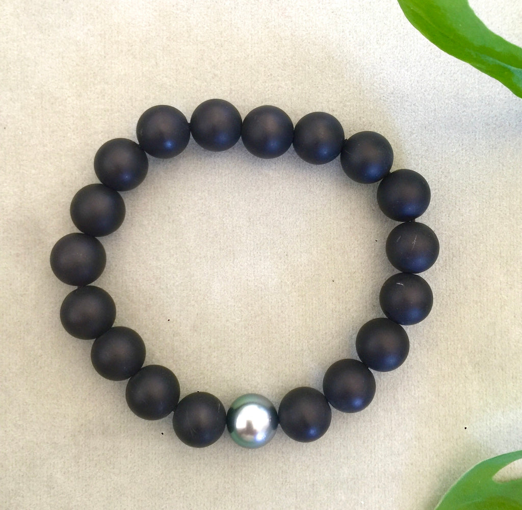 Matt Onyx and Tahitian Pearl Bracelet