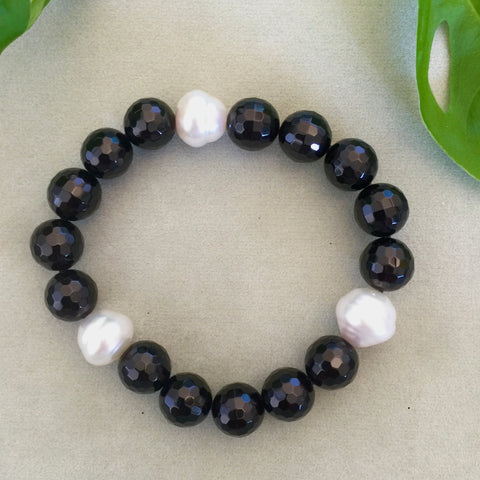 Onyx and South Sea Pearl Bracelet