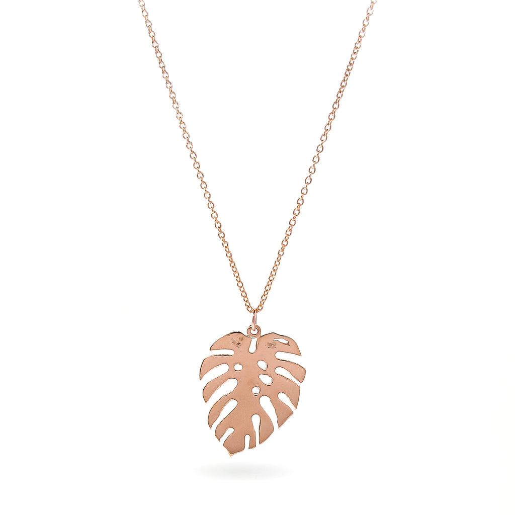 Rose Gold Monstera Leaf Pendant