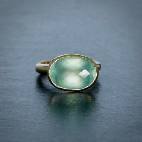 9ct Yellow Gold Prehnite Simplicity Ring