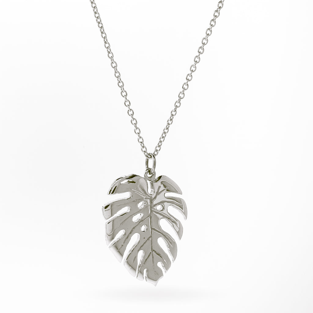 Sterling Silver Monstera Leaf Pendant