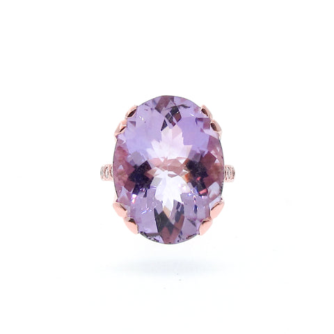 9ct Rose Gold Diamond Amethyst Crown Ring