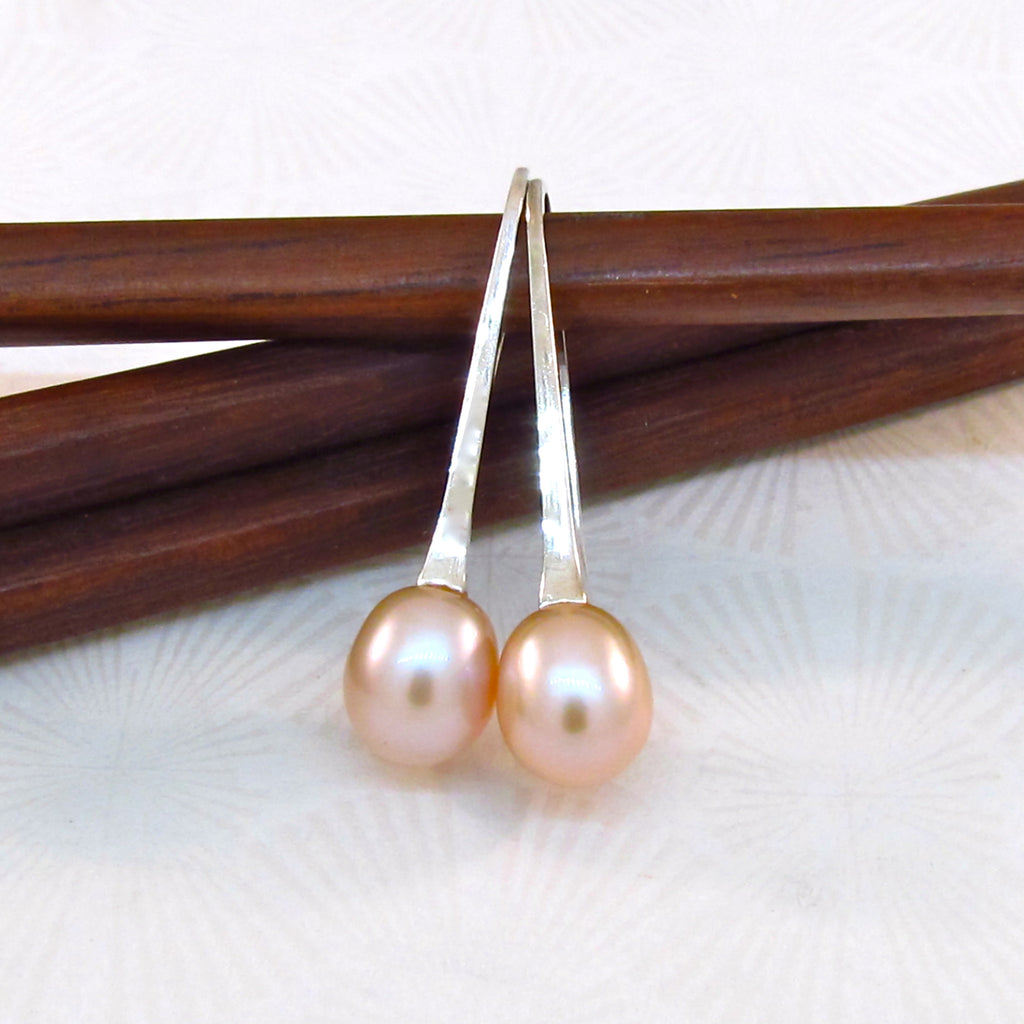 Sterling Silver Pearl Medium Drop Earrings