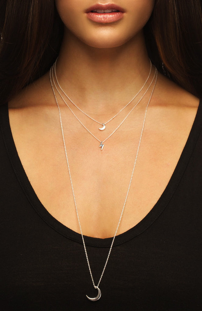 White & Rose Gold Diamond '2 Moons' Necklace