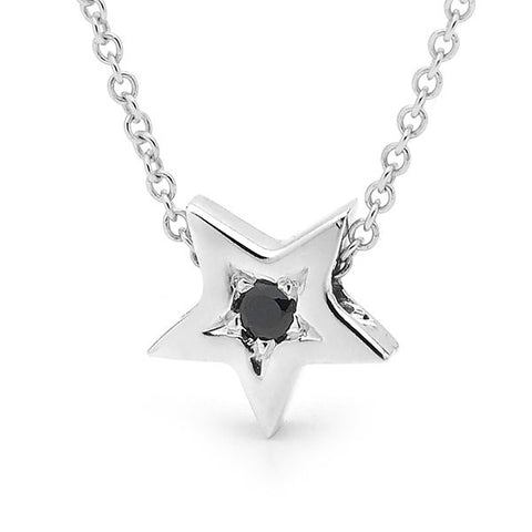 Sterling Silver Dark Blue Sapphire Baby Star Necklace