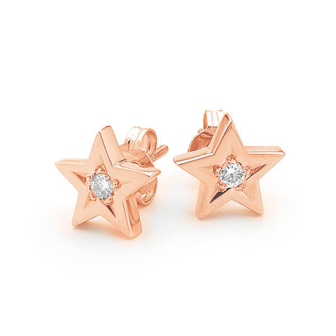 Rose Gold and Diamond Baby Star stud earrings