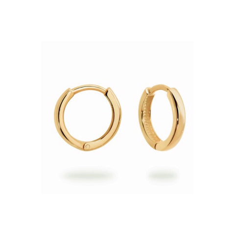 Small Yellow Gold hinged Huggie Hoops