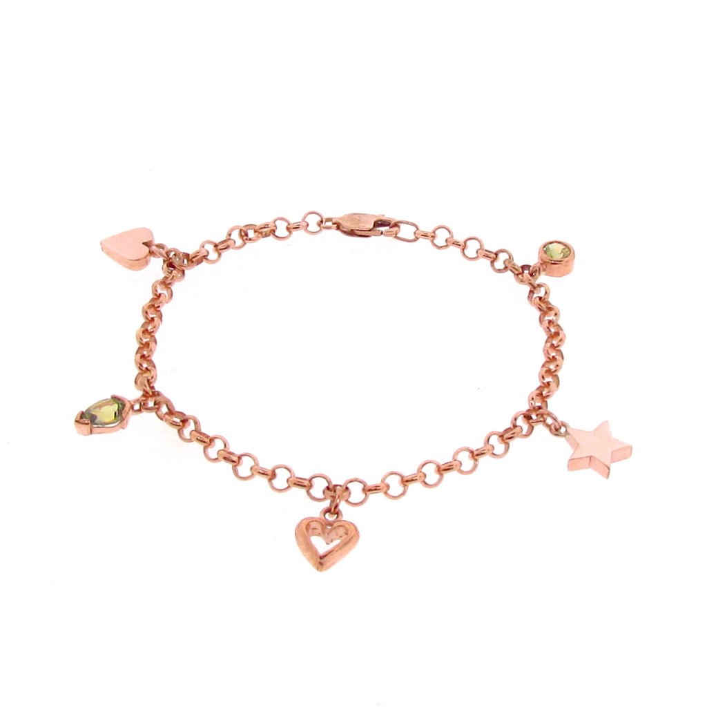 Rose Gold Green Sapphire Symbolism Charm Bracelet