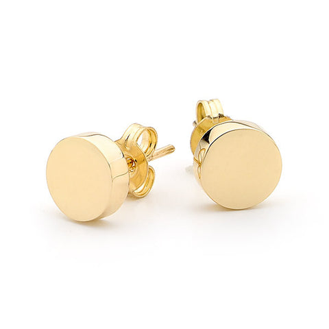 Yellow Gold 'Disc' Stud Earrings