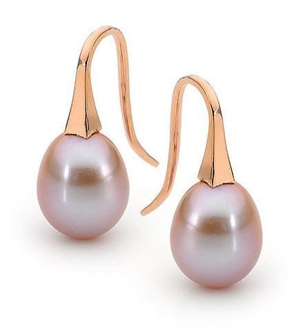 Rose gold Medium Pink Pearl Short Drop Earrings